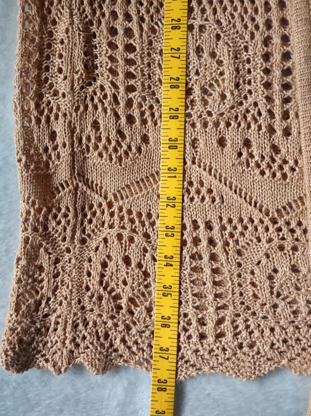 Chelsea & Theodore Crochet Open Front Duster Cardigan Beige M Bohemian - Picture 4 of 6